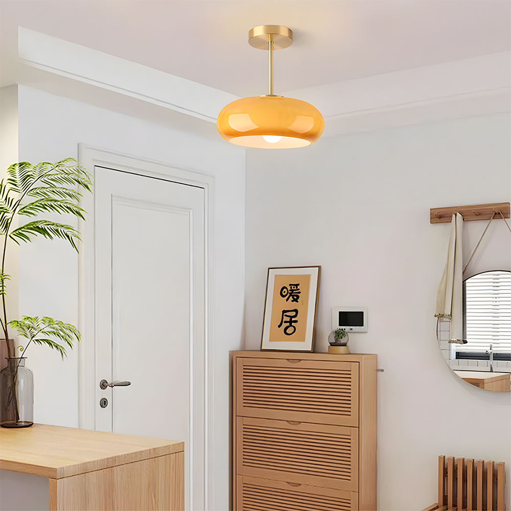 Modern Style Glass Flush Mount Ceiling Light with Gold Base