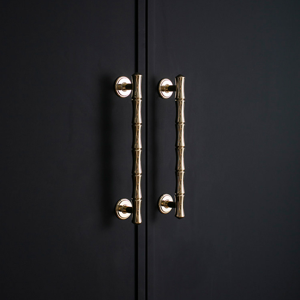 Light French Bamboo Polished Brass Drawer Pulls