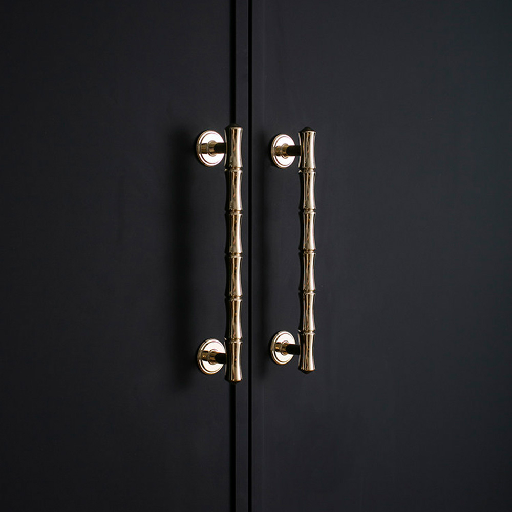 Light French Bamboo Polished Brass Drawer Pulls