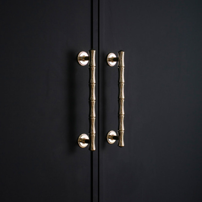 Light French Bamboo Polished Brass Drawer Pulls