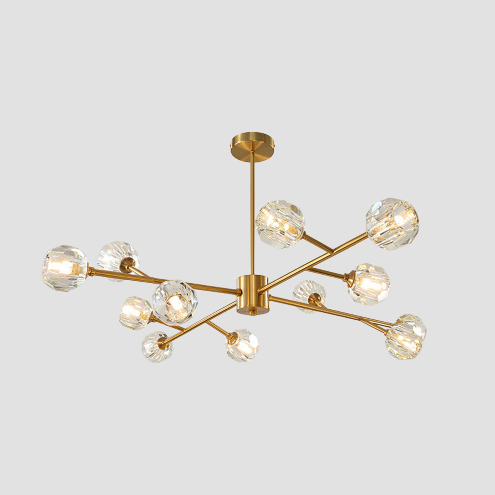 Modern Luxury Crystal Brass Molecule Chandelier Ceiling Light for Living Room