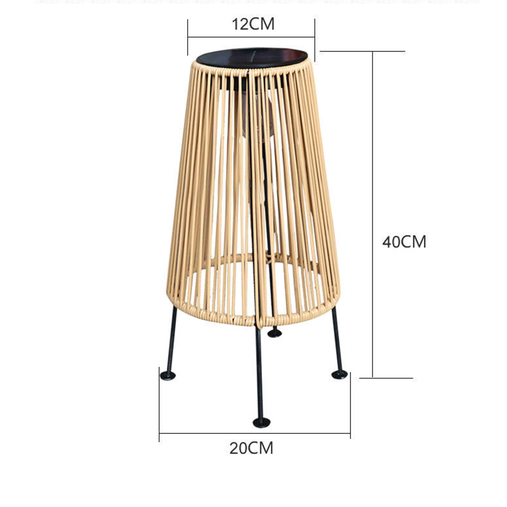 Natural Rattan Waterproof Solar Floor Lantern Outdoor Lawn Lamp