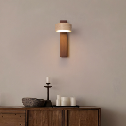 Decorative Elegant Wood and Stone Wall Light with Pull Chain