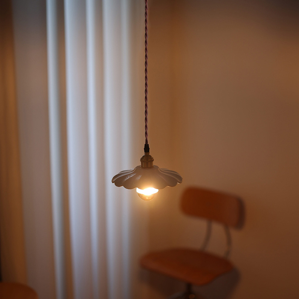 Rustic White Ceramics Pendant Light For Living Room