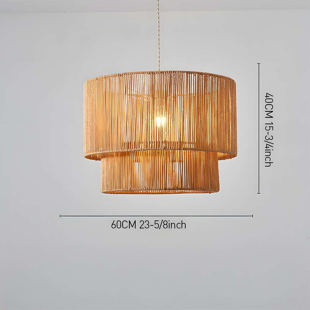 Rustic Industrial Pendant Light with Hemp Rope Iron Frame