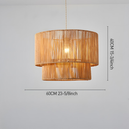 Rustic Industrial Pendant Light with Hemp Rope Iron Frame