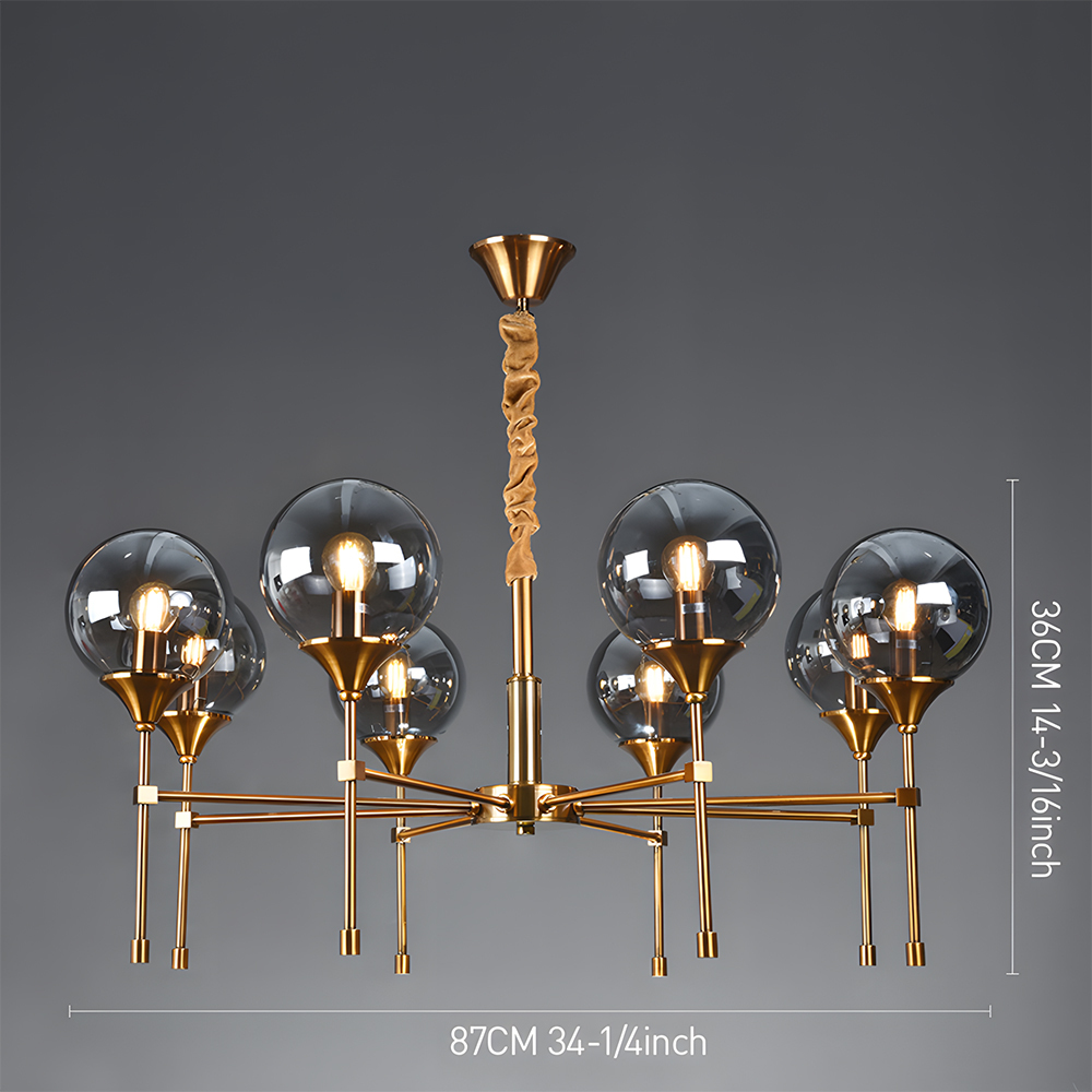 Elegant Modern Smoky Glass Sphere Chandelier