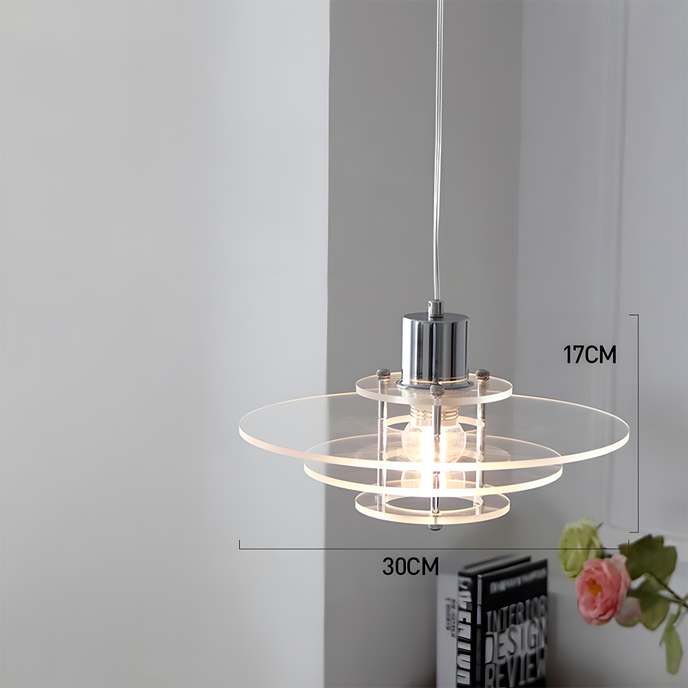 Modern UFO Pendant Light Iron Acrylic Multi-Layer Lamp