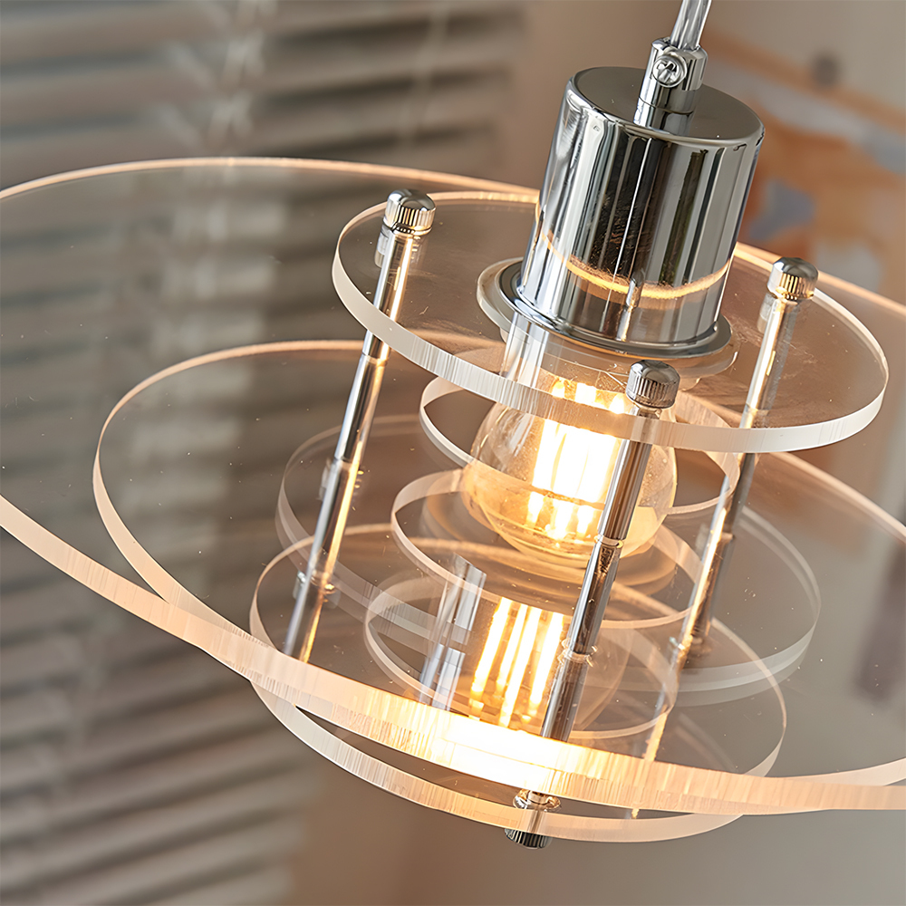 Modern UFO Pendant Light Iron Acrylic Multi-Layer Lamp
