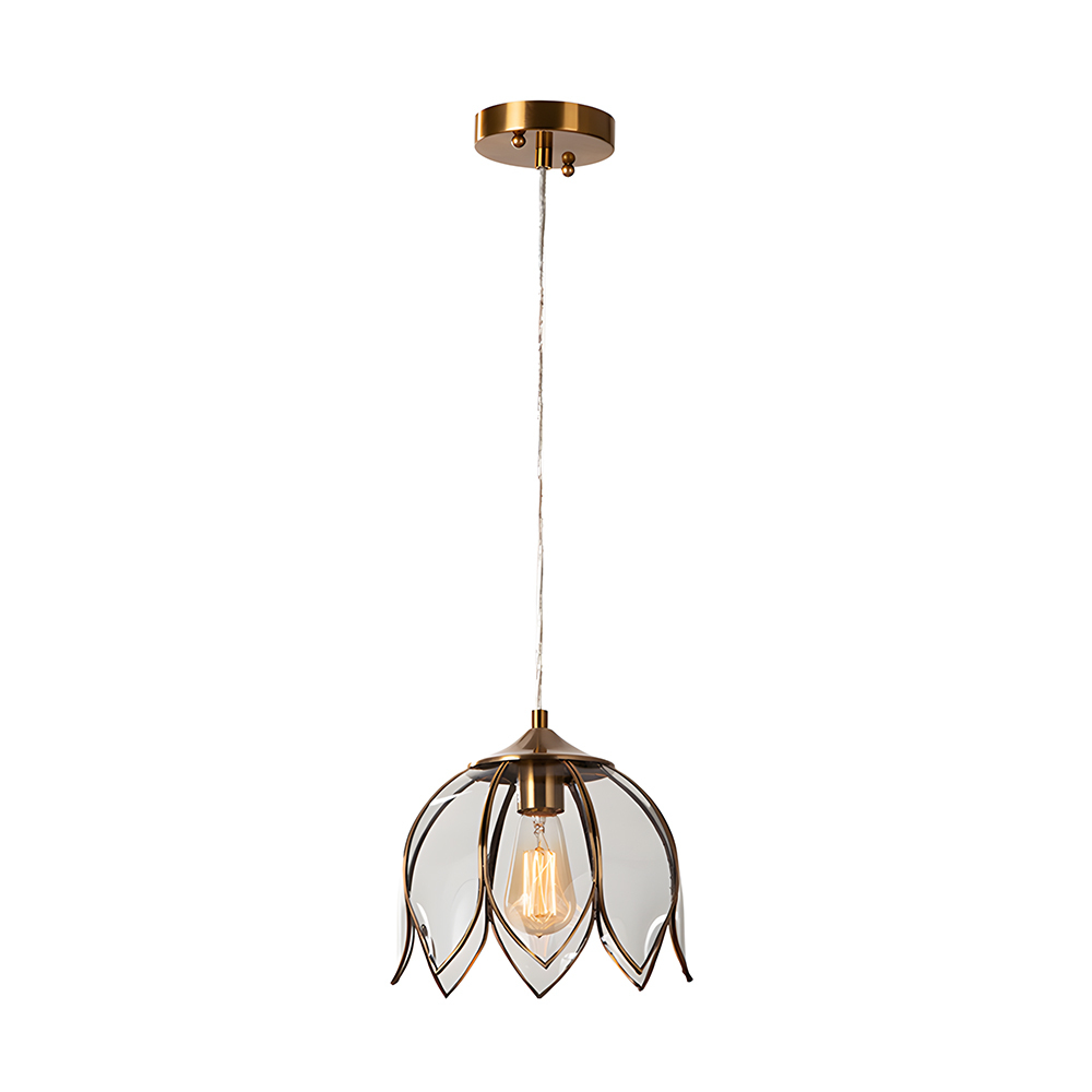 Retro Style Glass Pendant Light With Green or Gold Leaves