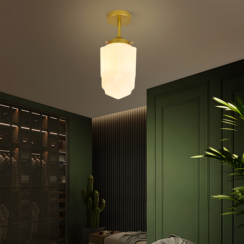 Vintage Glass White Flush Mount Ceiling Light For Bedroom