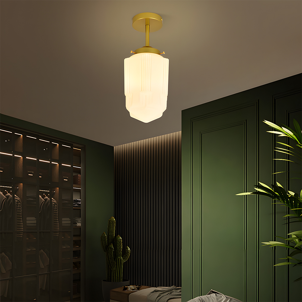 Vintage Glass White Flush Mount Ceiling Light For Bedroom