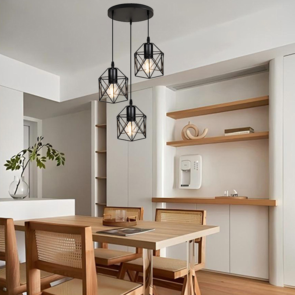 Industrial Black Iron 3 Light Pendant Light