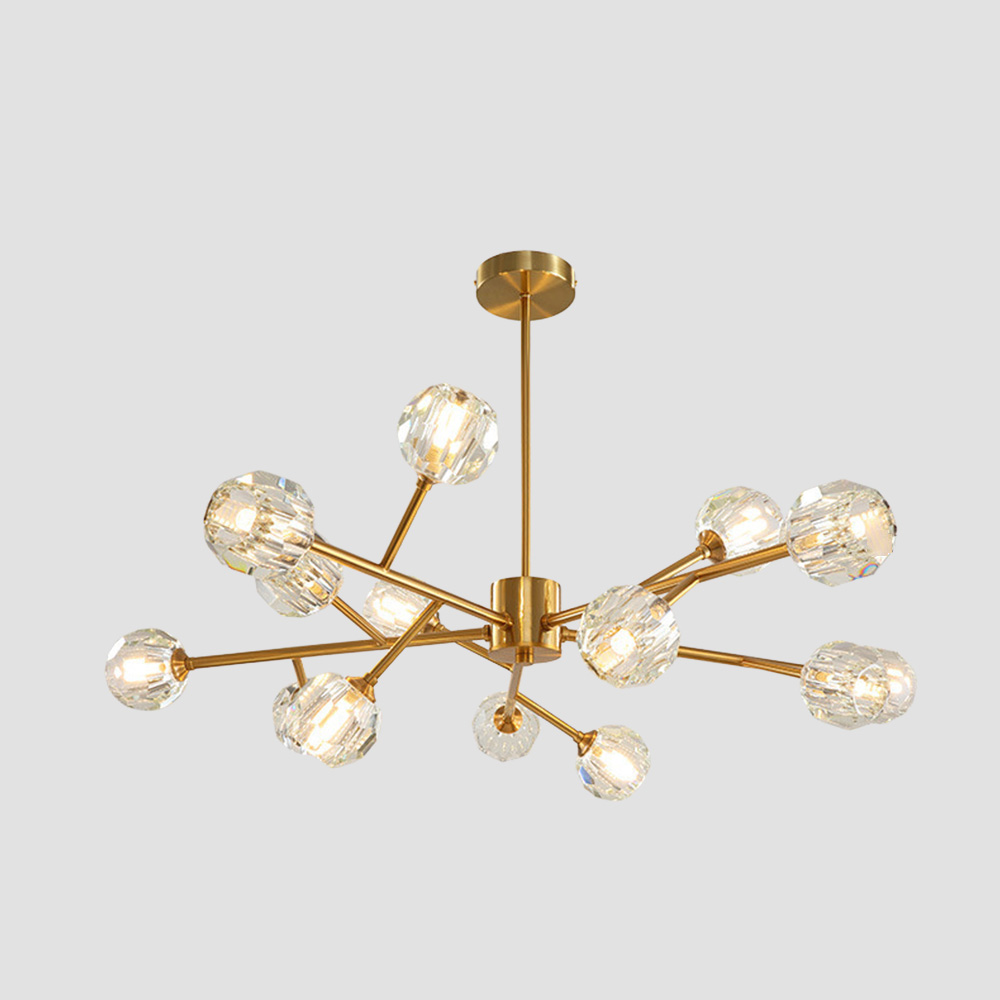 Modern Luxury Crystal Brass Molecule Chandelier Ceiling Light for Living Room