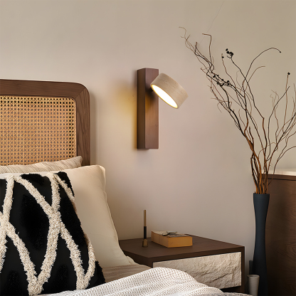 Decorative Elegant Wood and Stone Wall Light with Pull Chain