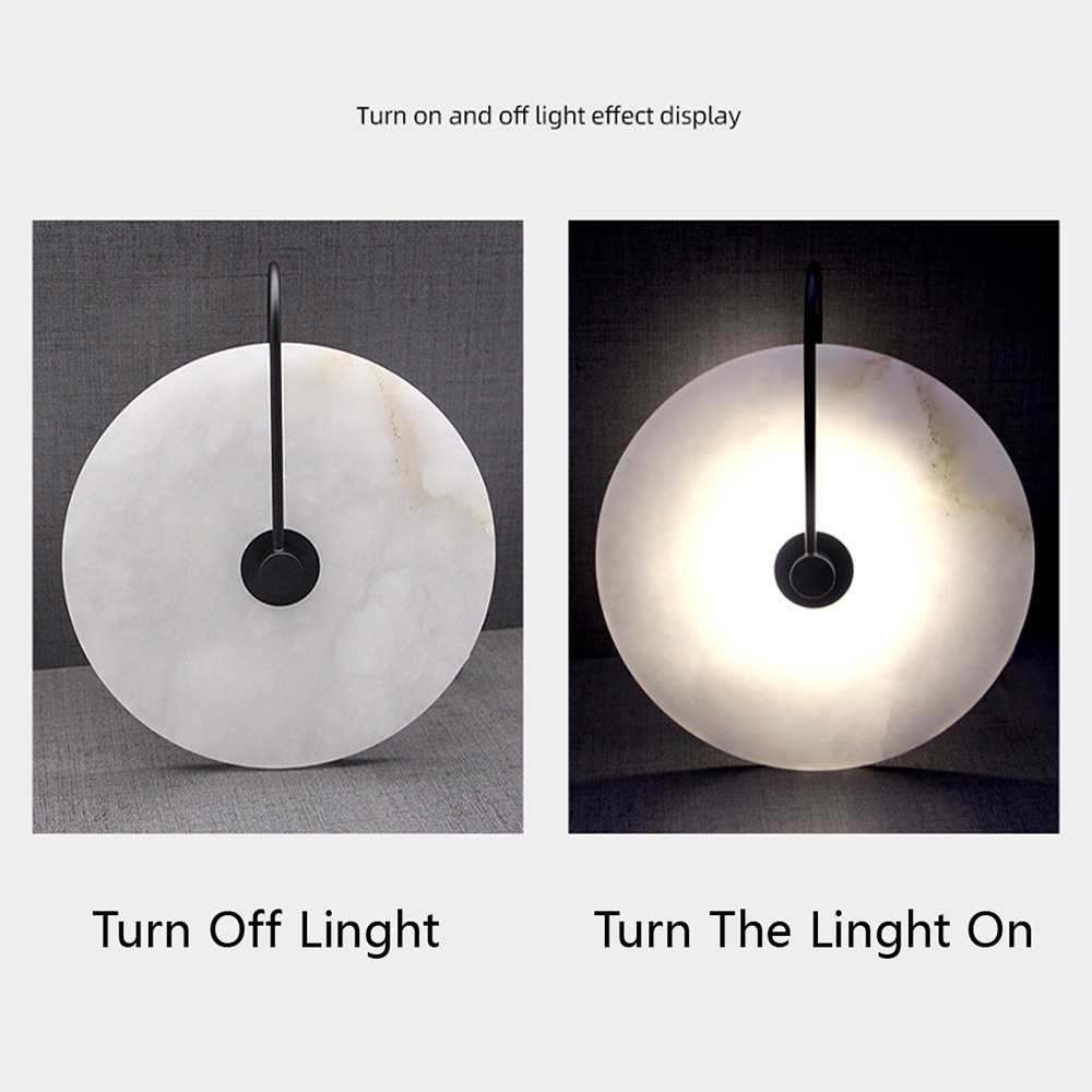 Simple Marble Round LED Bedroom Wall Light
