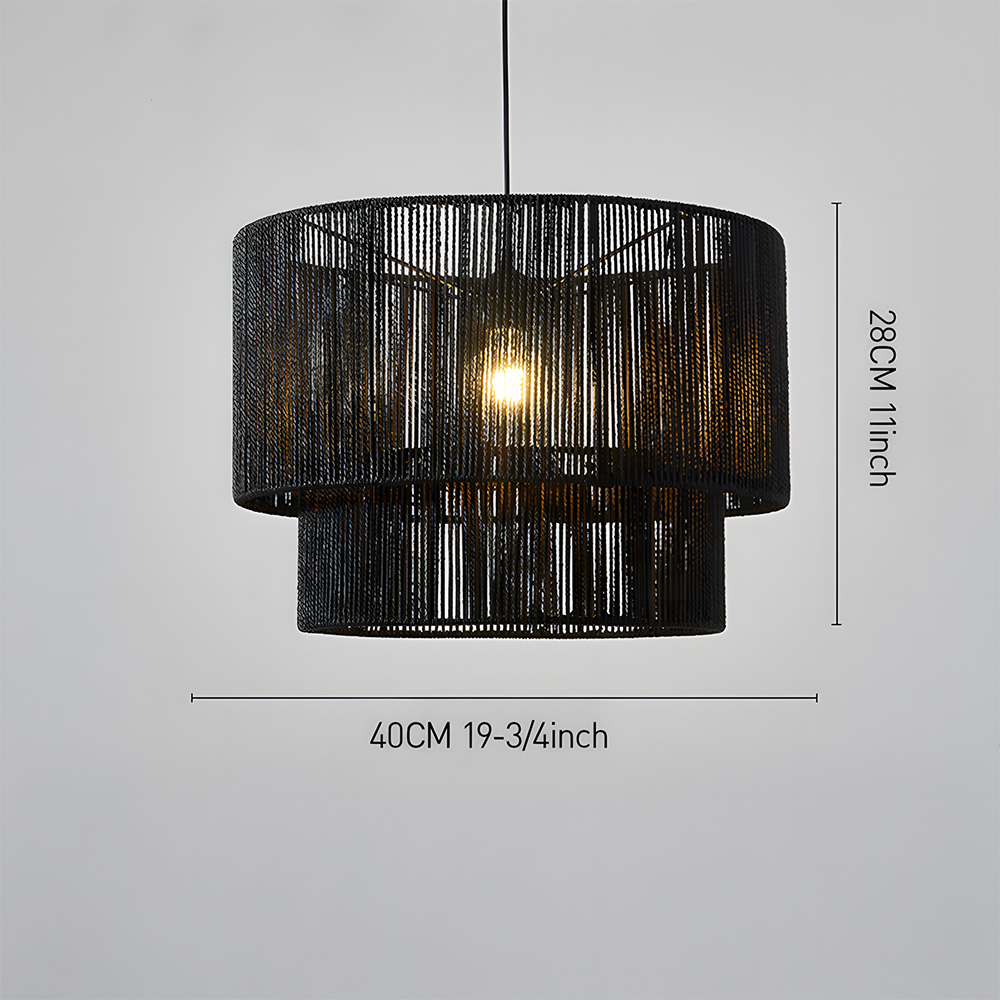 Rustic Industrial Pendant Light with Hemp Rope Iron Frame