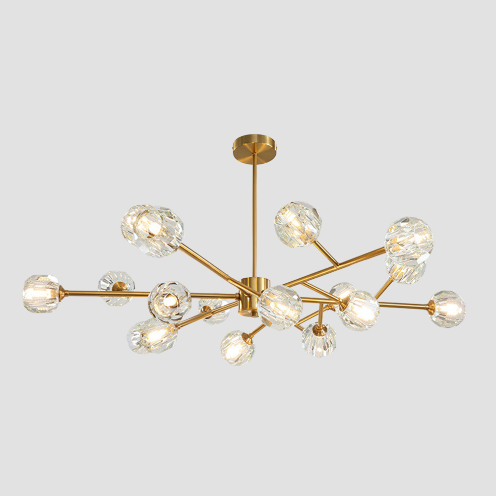 Modern Luxury Crystal Brass Molecule Chandelier Ceiling Light for Living Room