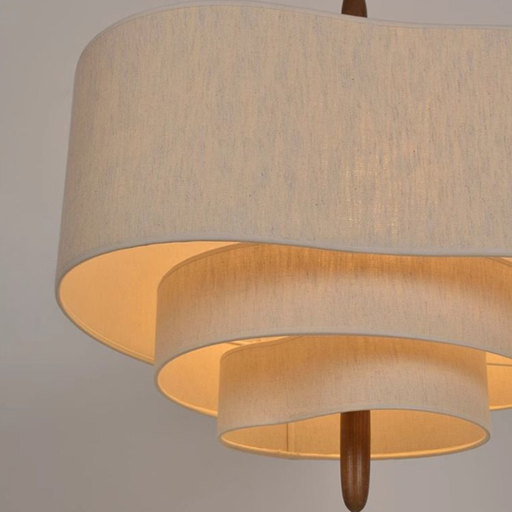Vintage Wabi-Sabi Cream Fabric Pendant Light Chandelier