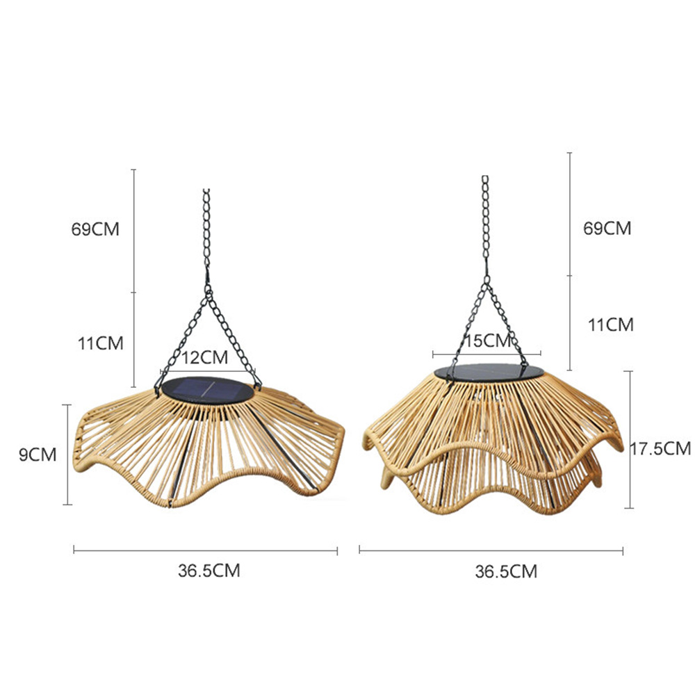 Boho Woven Waterproof Solar Pendant Light for Outdoor Patio