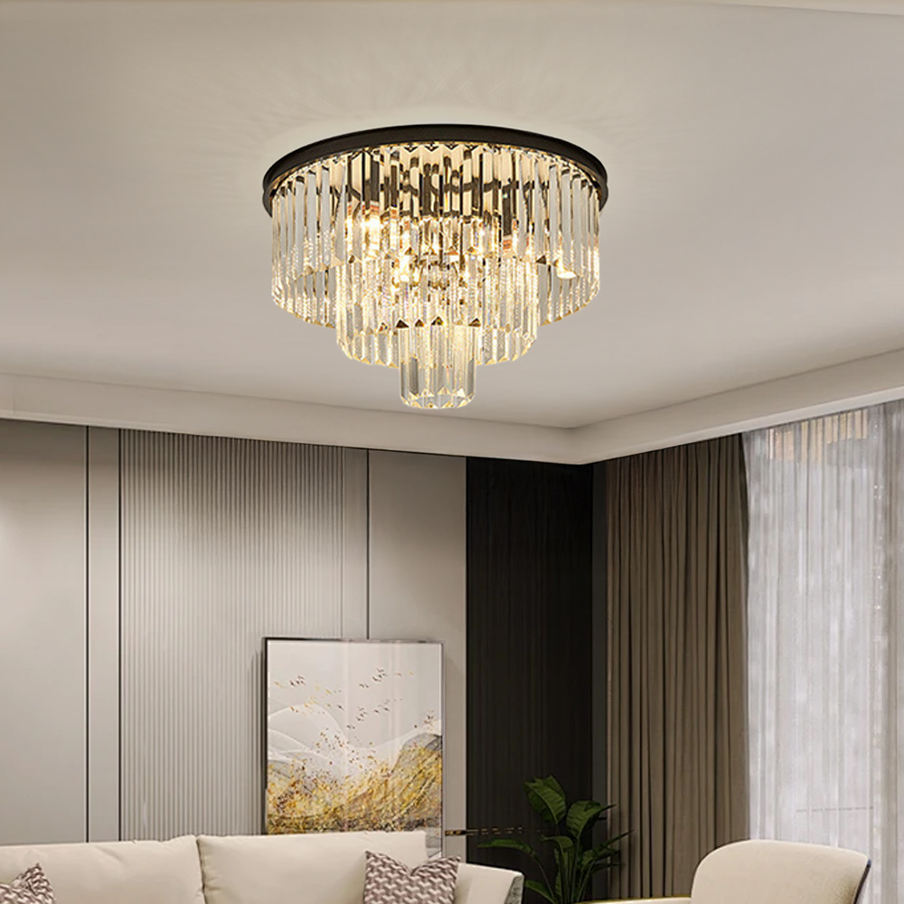 Luxury Crystal Multi-Tier Chandelier for Foyer Living Room