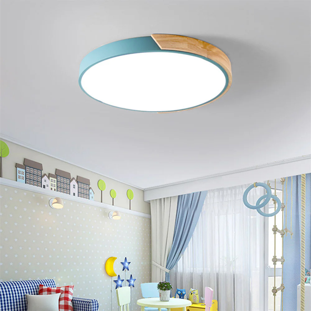 Minimalist Round LED Wooden Ceiling Light