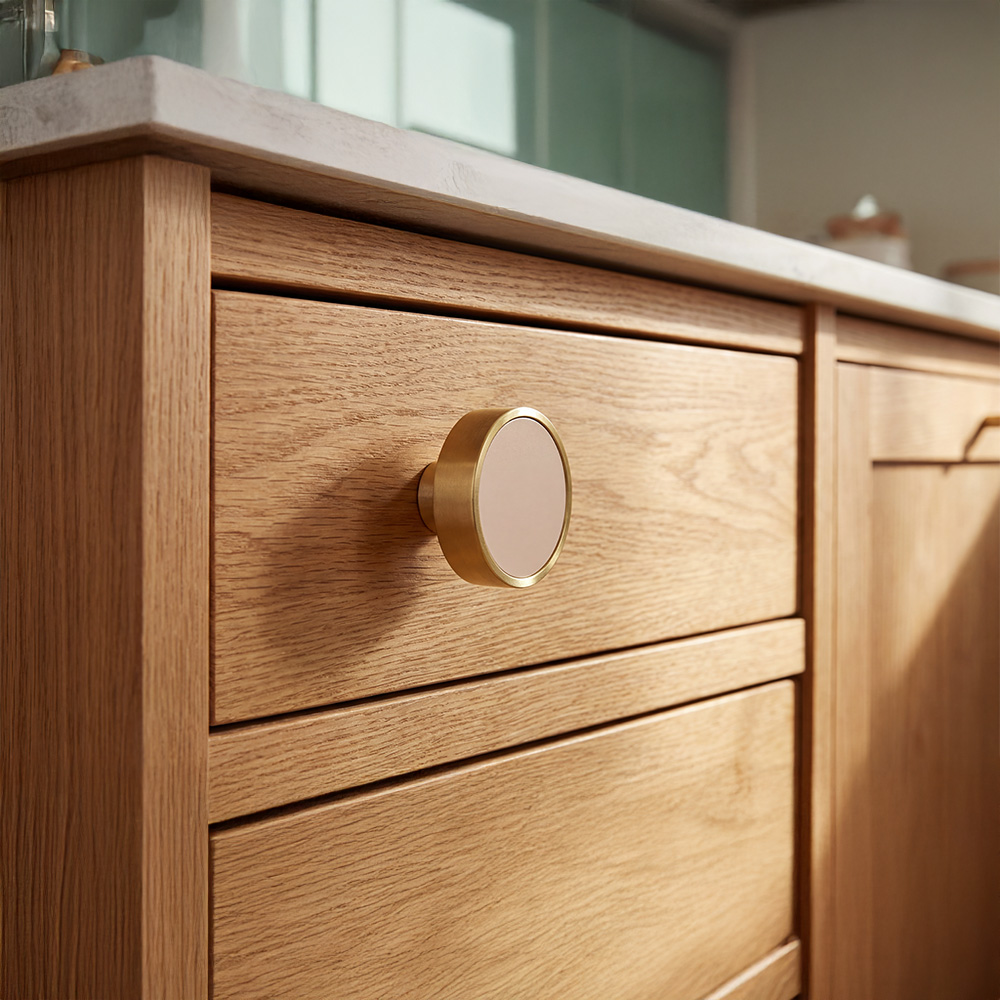 Brass Solid Leather Handmade Cabinet Pulls Dresser Knobs