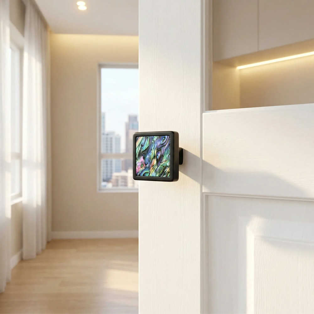 Luxury Natural Shell White Cabinet Pulls Brass Drawer Knobs