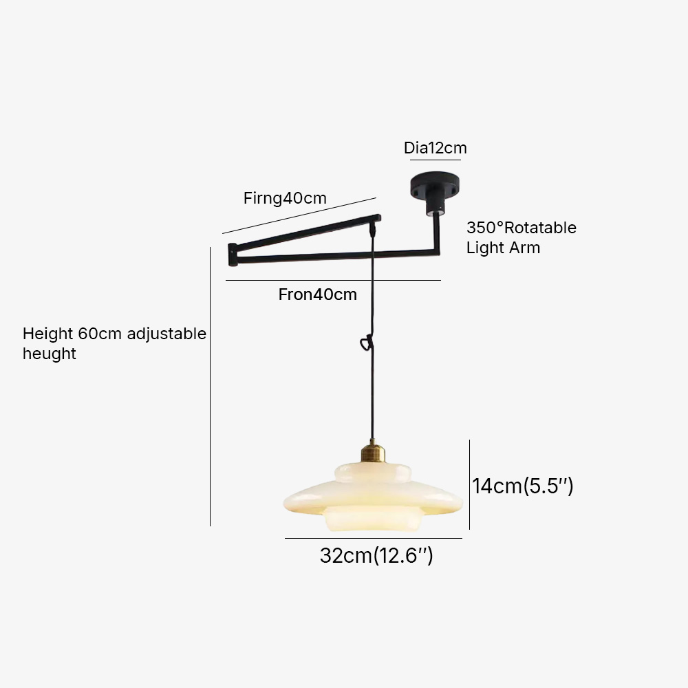 Kitchen Island White Glass Adjustable Swing Arm Pendant Light