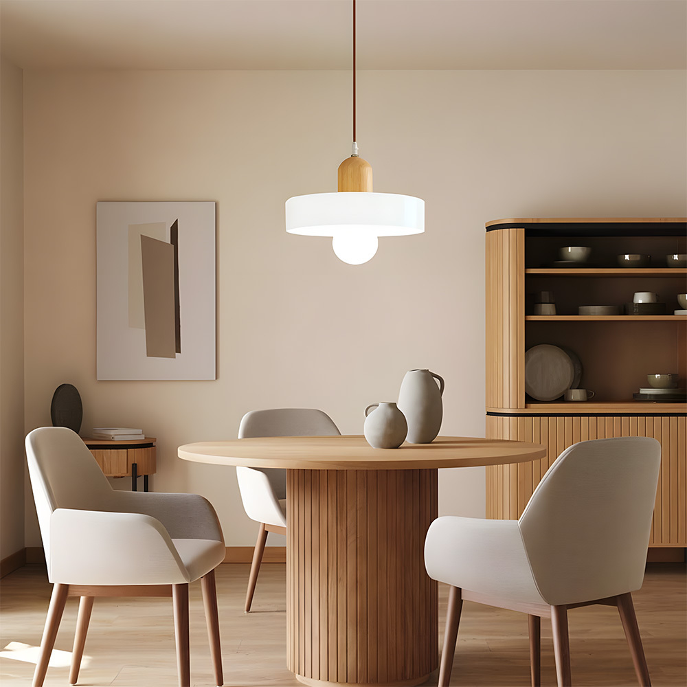 Bauhaus Glass Wood Pendant Lights For Dining Room