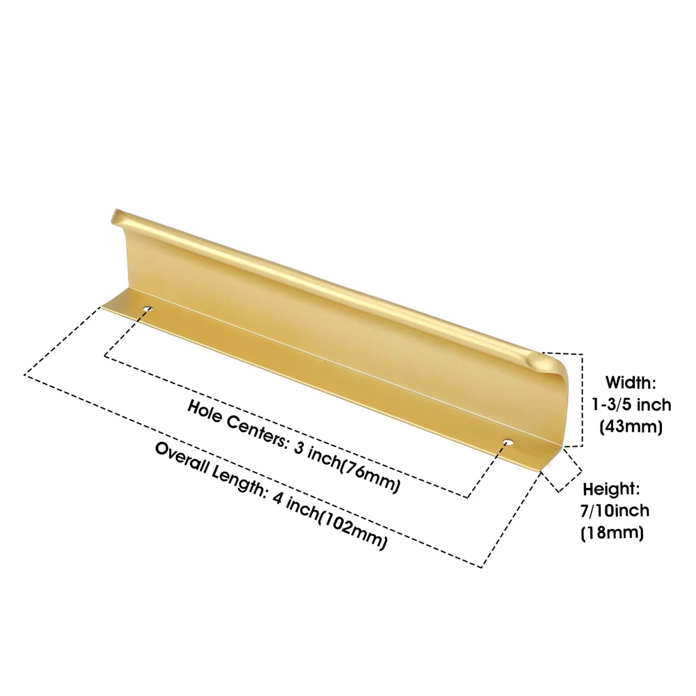 Modern Brushed Brass Gold  Edge Finger Pulls