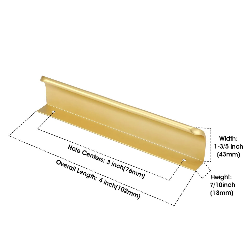 Modern Brushed Brass Gold  Edge Finger Pulls