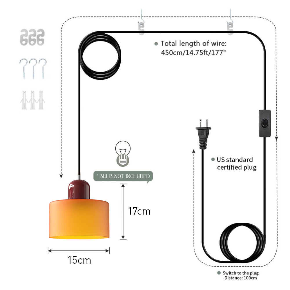 Bauhaus Small Orange Glass Pendant Light