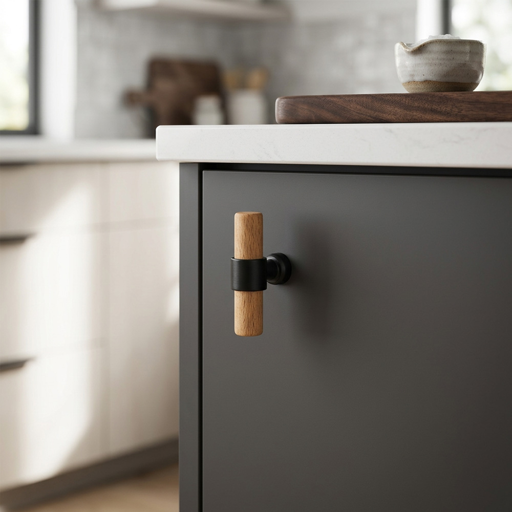 Modern Walnut Wood Decorative Drawer Pulls