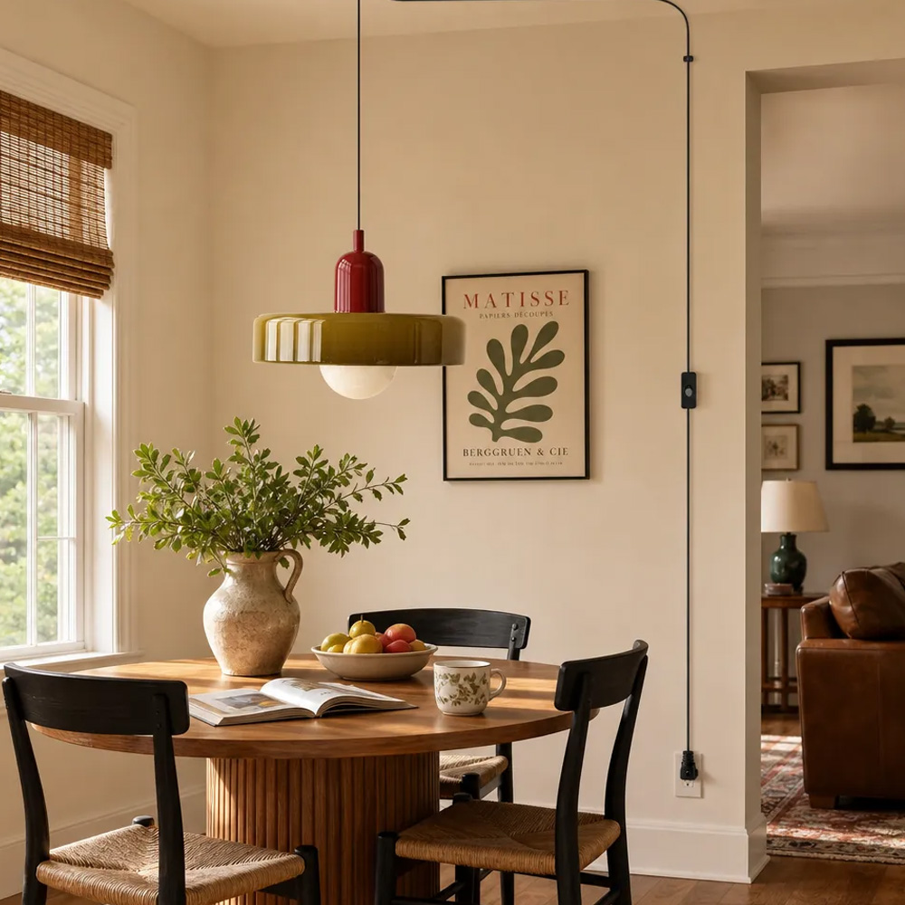 Bauhaus Colorful Glass Plug-In Pendant Light for Modern Rooms