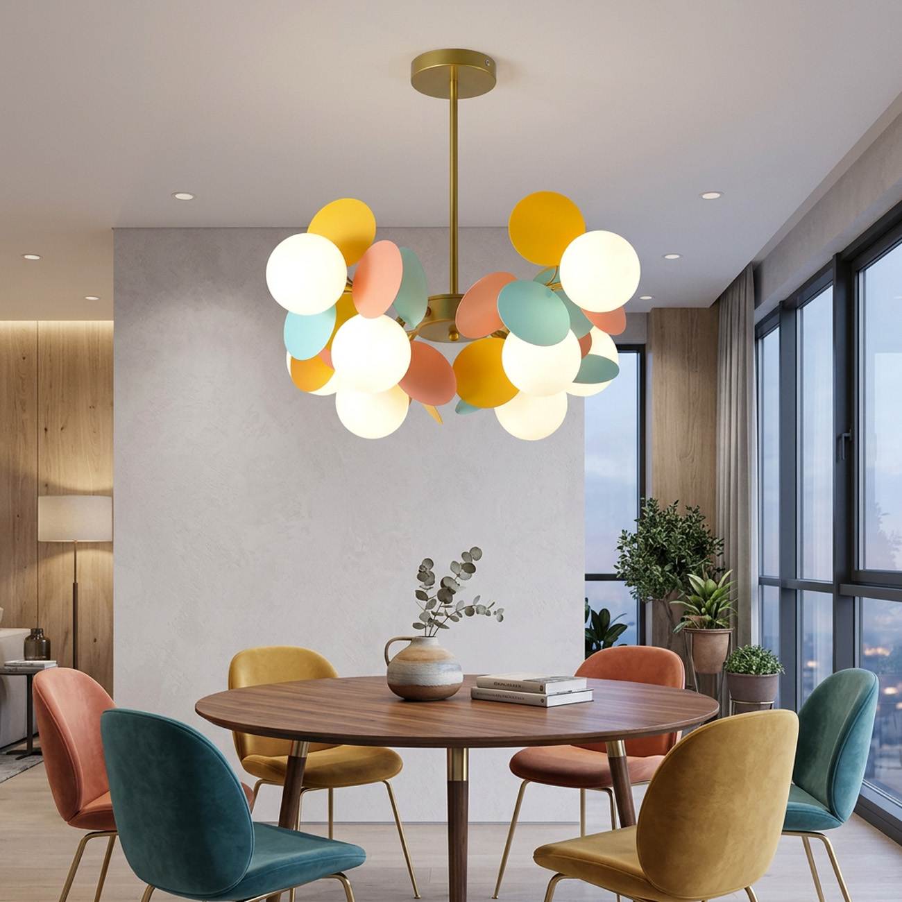 Design Multicolored Flower Branch Chandelier for Living Room