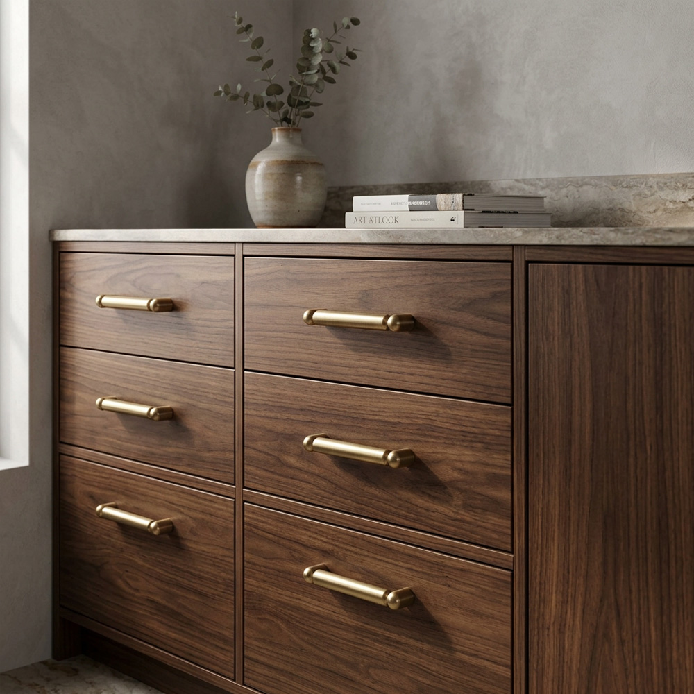 Modern Decorative Solid Brass T-Bar Cabinet Pulls
