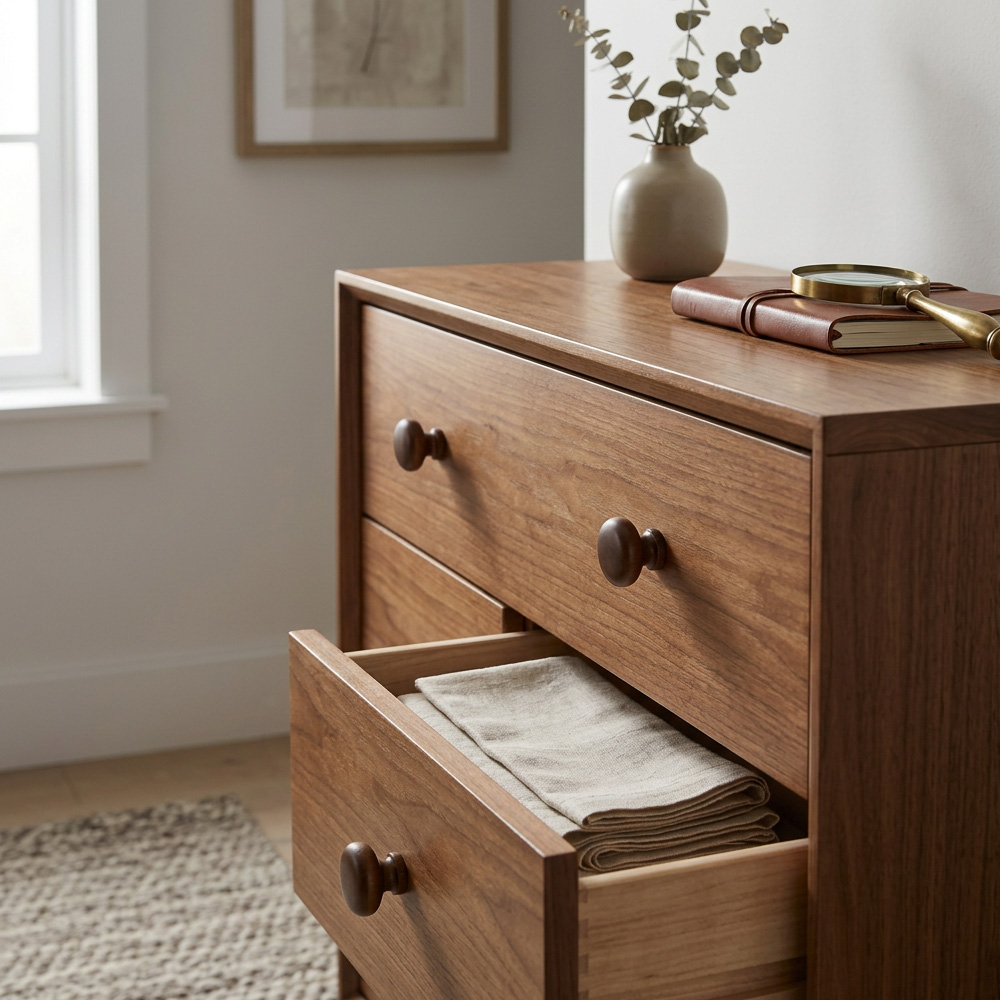 Modern Minimalist Black Walnut Wood Cabinet Pulls 