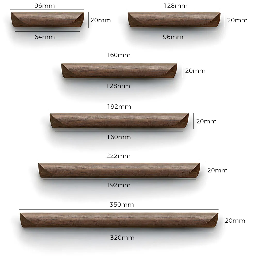 Modern Minimalist Black Walnut Wood Cabinet Pulls 