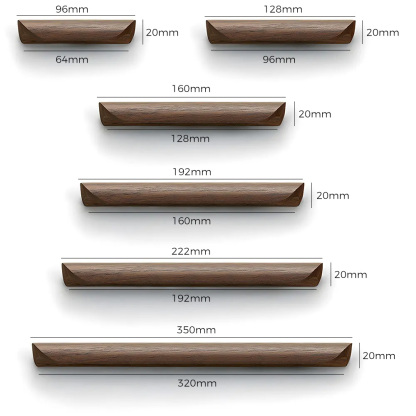 Modern Minimalist Black Walnut Wood Cabinet Pulls 