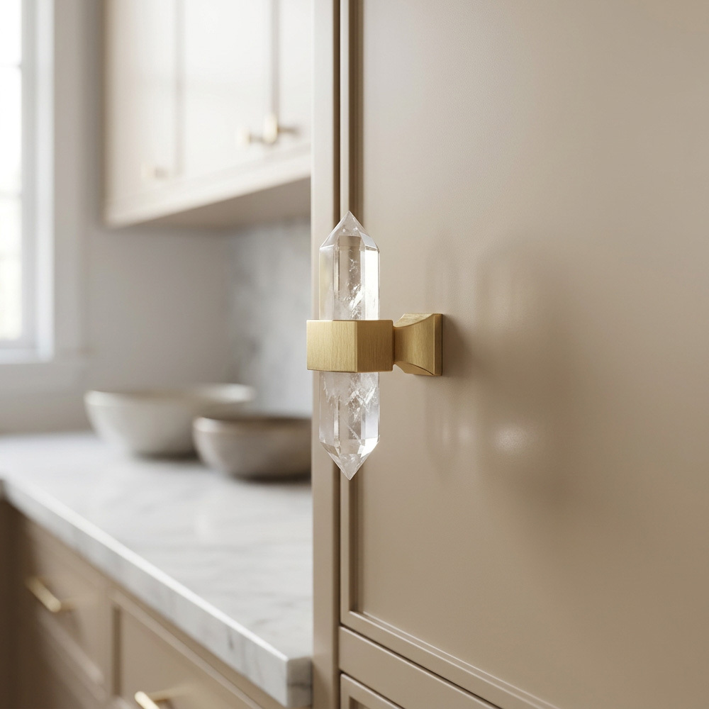 Nordic Natural Crystal Hexagonal Stone Drawer Pull