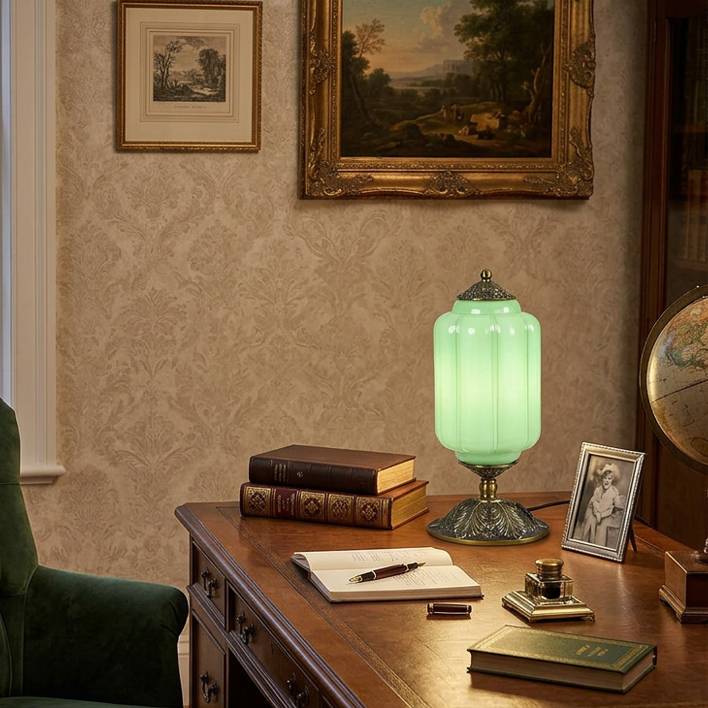 Vintage Opal Glass Accent Table Lamp