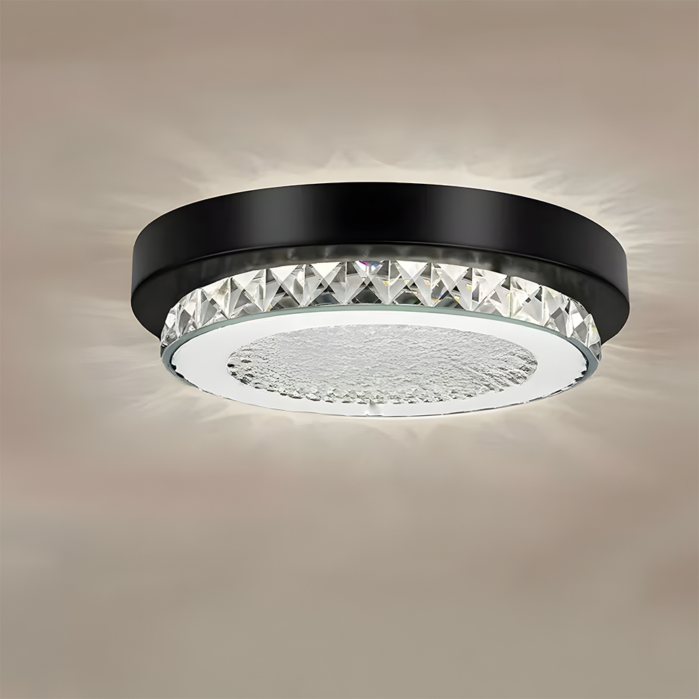 American Black Flush Mount Crystal Ceiling Light For Bedroom-16