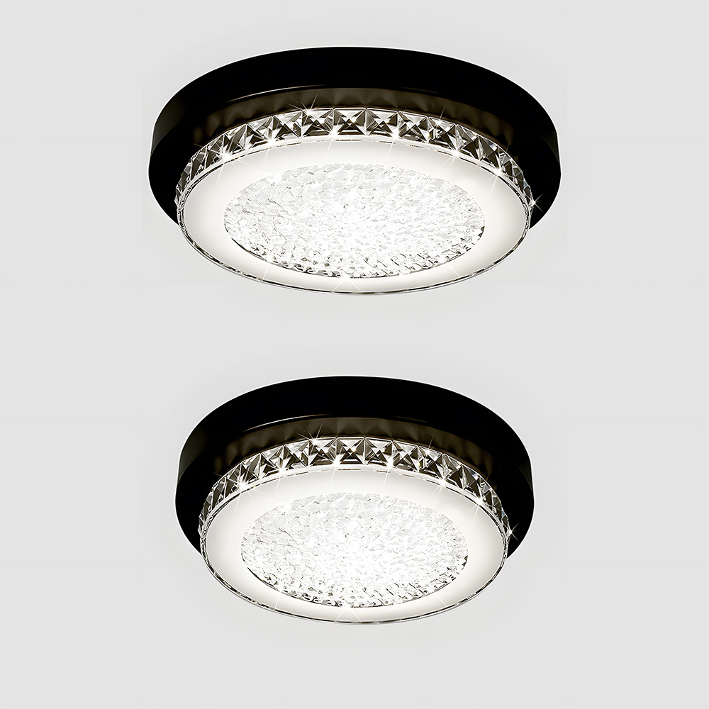 American Black Flush Mount Crystal Ceiling Light For Bedroom-19