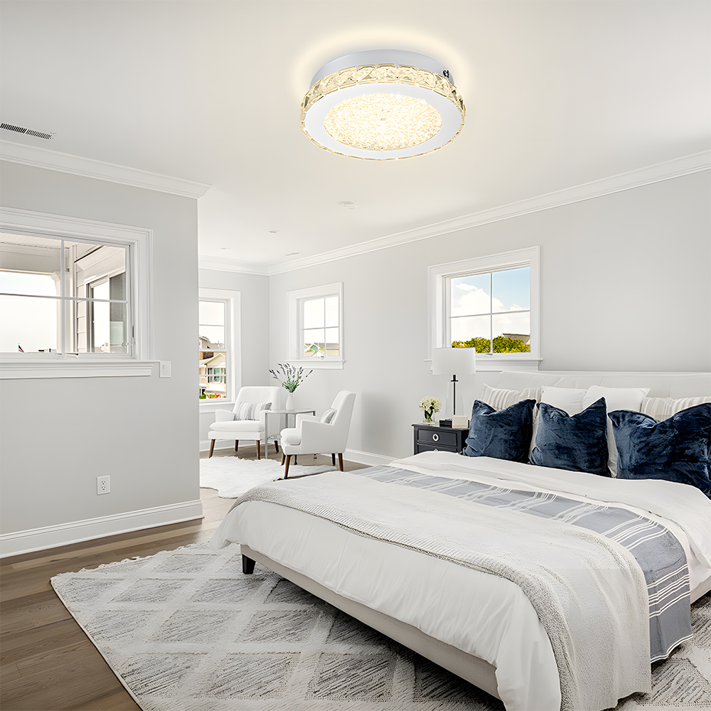 Vintage Silver Flush Mount Crystal Hallway Ceiling Lights-4