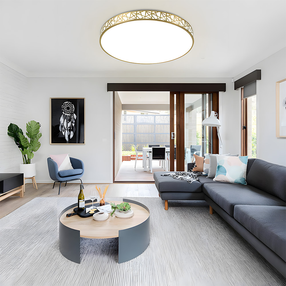 Simple Decor Brass Living Room Flush Mount Lighting Fixture-3