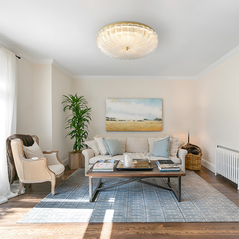 Art Decor Brass Glass Living Room Flush Mount Ceiling Lights