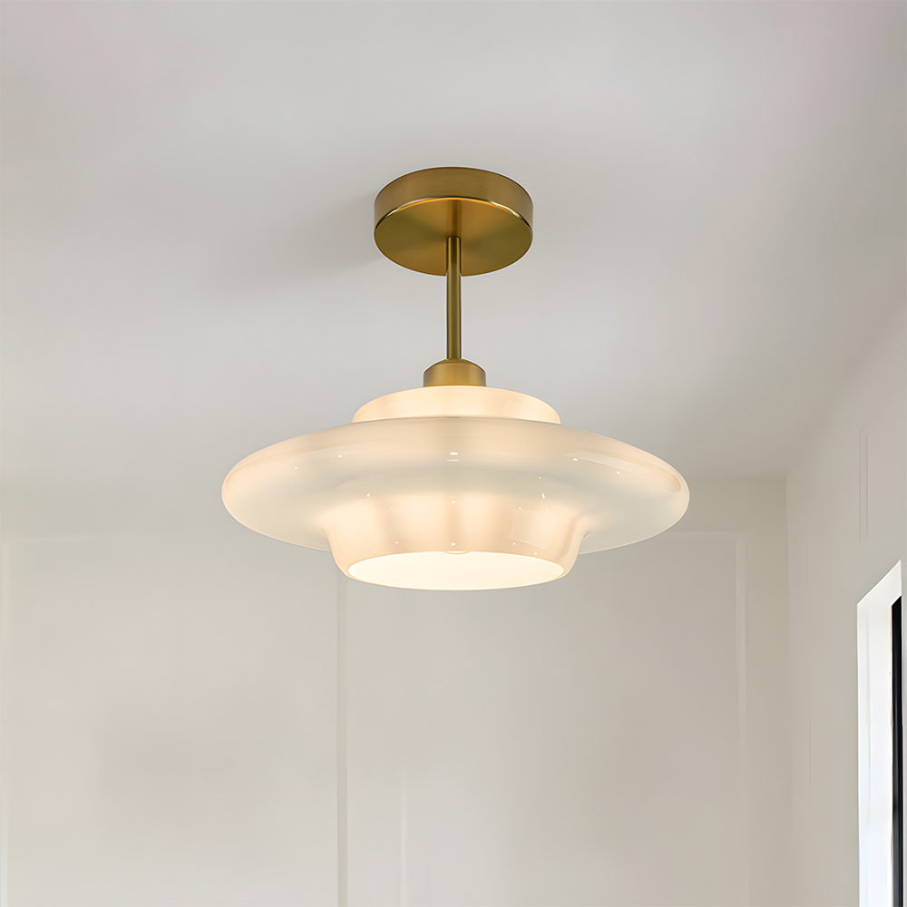 Modern White Glass Flush Mount Ceiling Light 