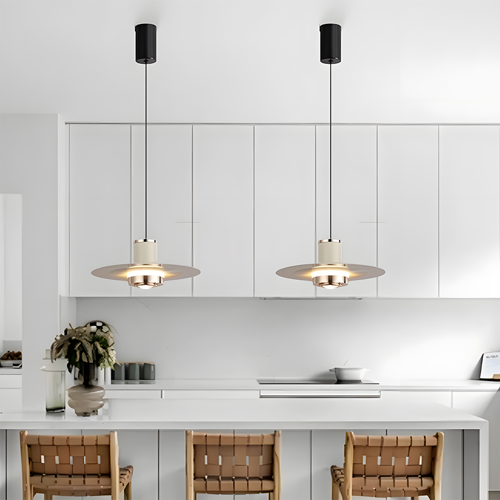 Sleek Acrylic Metal LED Hanging Light For Kitchen Ceiling Fixture