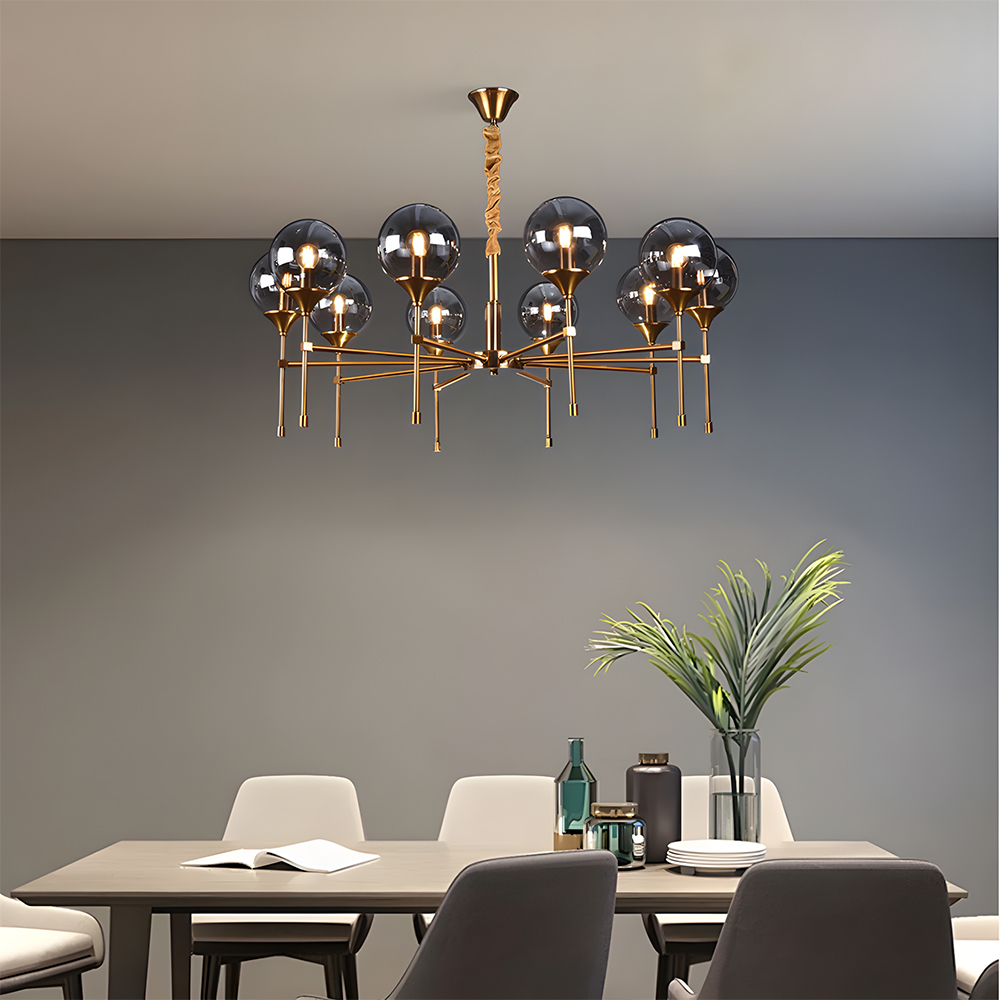 Elegant Modern Smoky Glass Sphere Chandelier